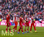 21.03.2026, Fussball Bundesliga 2025/2026, 27.Spieltag, FC Bayern München - 1.FC Union Berlin, in der Allianz-Arena München, Schlussjubel, v.li: Erblin Osmani (Bayern München), Filip Pavic (FC Bayern München), Maycon Cardozo (Bayern München), Guido Della Rovere (FC Bayern München), Deniz Ofli (FC Bayern München) 