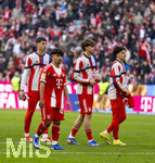 21.03.2026, Fussball Bundesliga 2025/2026, 27.Spieltag, FC Bayern München - 1.FC Union Berlin, in der Allianz-Arena München, Schlussjubel, v.li: Filip Pavic (FC Bayern München), Maycon Cardozo (Bayern München), Guido Della Rovere (FC Bayern München), Deniz Ofli (FC Bayern München) 