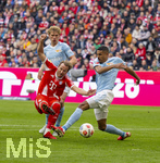 21.03.2026, Fussball Bundesliga 2025/2026, 27.Spieltag, FC Bayern München - 1.FC Union Berlin, in der Allianz-Arena München, Leopold Querfeld (Union Berlin), Harry Kane (FC Bayern München), Danilho Doekhi (Union Berlin) 