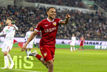 22.03.2026, Fussball 1. Bundesliga 2025/2026, 27.Spieltag, FC Augsburg - VfB Stuttgart, in der WWK-Arena Augsburg. Torjubel zum 3:0 von Nikolas Nartey (Stuttgart)  