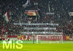 22.03.2026, Fussball 1. Bundesliga 2025/2026, 27.Spieltag, FC Augsburg - VfB Stuttgart, in der WWK-Arena Augsburg. Fans Augsburg: Vier Himmelsrichtungen, ein Ziel, Kompassmodell jetzt - Meister müssen Aufsteigen!