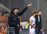 22.03.2026, Fussball 1. Bundesliga 2025/2026, 27.Spieltag, FC Augsburg - VfB Stuttgart, in der WWK-Arena Augsburg. Trainer Sebastian Hoeneß (Stuttgart) in Rage 