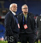 27.03.2026, Fussball Freundschafts-Länderspiel, Schweiz - Deutschland, im Stadion St.-Jakob-Park in Basel (Schweiz). Sportdirektor Rudi Völler (Deutschland) und DFB-Geschäftsführer Andreas Rettig (Deutschland) 