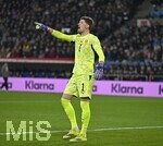 27.03.2026, Fussball Freundschafts-Länderspiel, Schweiz - Deutschland, im Stadion St.-Jakob-Park in Basel (Schweiz). Torwart Gregor Kobel (Schweiz) gestikuliert