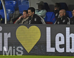 27.03.2026, Fussball Freundschafts-Länderspiel, Schweiz - Deutschland, im Stadion St.-Jakob-Park in Basel (Schweiz). v.l. Trainer Julian Nagelsmann (Deutschland), Co Trainer Benjamin Hübner (Deutschland) und Co-Trainer Alfred Schreuder (Deutschland) 