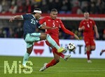 27.03.2026, Fussball Freundschafts-Länderspiel, Schweiz - Deutschland, im Stadion St.-Jakob-Park in Basel (Schweiz). Serge Gnabry (Deutschland) trifft zum 2:2 gegen Manuel Akanji (Schweiz) 