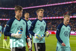 27.03.2026, Fussball Freundschafts-Länderspiel, Schweiz - Deutschland, im Stadion St.-Jakob-Park in Basel (Schweiz). von links:  Torwart Finn Dahmen (Deutschland), Torwart Alexander Nübel (Deutschland), Chris Führich (Deutschland) 