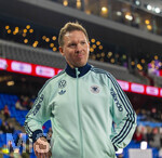 27.03.2026, Fussball Freundschafts-Länderspiel, Schweiz - Deutschland, im Stadion St.-Jakob-Park in Basel (Schweiz). Trainer Julian Nagelsmann (Deutschland) nachdenklich 