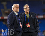 27.03.2026, Fussball Freundschafts-Länderspiel, Schweiz - Deutschland, im Stadion St.-Jakob-Park in Basel (Schweiz). v.li: Sportdirektor Rudi Völler (Deutschland) und DFB-Geschäftsführer Andreas Rettig (Deutschland) auf dem Spielfeld.