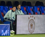 27.03.2026, Fussball Freundschafts-Länderspiel, Schweiz - Deutschland, im Stadion St.-Jakob-Park in Basel (Schweiz). v.li: Trainer Julian Nagelsmann (Deutschland) mit Co-Trainer Benjamin Hübner (Deutschland) auf der Bank 