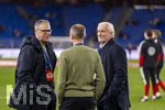 27.03.2026, Fussball Freundschafts-Länderspiel, Schweiz - Deutschland, im Stadion St.-Jakob-Park in Basel (Schweiz). v.li: Andreas Rettig (DFB), Team-Manager Markus Löw (DFB), Sportdirektor Rudi Völler (Deutschland),  