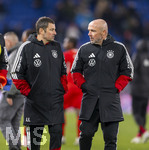 27.03.2026, Fussball Freundschafts-Länderspiel, Schweiz - Deutschland, im Stadion St.-Jakob-Park in Basel (Schweiz).  re: Co-Trainer Alfred Schreuder (Deutschland) li: Torwarttrainer Andreas Kronenberg (Deutschland)   