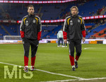 27.03.2026, Fussball Freundschafts-Länderspiel, Schweiz - Deutschland, im Stadion St.-Jakob-Park in Basel (Schweiz). von links:  Bram Geers (Athletiktrainer DFB), Torwarttrainer Stefan Wessels (DFB), 