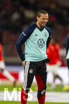 30.03.2026, Fussball Freundschafts-Länderspiele 2.Spieltag, Deutschland - Ghana, in der MHP-Arena Stuttgart (Deutschland). Leroy Sane (Deutschland) lachend beim Aufwärmen. 