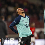 30.03.2026, Fussball Freundschafts-Länderspiele 2.Spieltag, Deutschland - Ghana, in der MHP-Arena Stuttgart (Deutschland). Leroy Sane (Deutschland) lachend beim Aufwärmen.