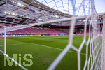 30.03.2026, Fussball Freundschafts-Länderspiele 2.Spieltag, Deutschland - Ghana, in der MHP-Arena Stuttgart (Deutschland). Vor dem Spiel ist das Stadion noch leer. Blick durch das Tornetz aufs Spielfeld und den Torraum. 