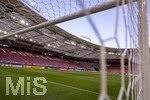30.03.2026, Fussball Freundschafts-Länderspiele 2.Spieltag, Deutschland - Ghana, in der MHP-Arena Stuttgart (Deutschland). Vor dem Spiel ist das Stadion noch leer. Blick durch das Tornetz aufs Spielfeld und den Torraum.
