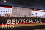 30.03.2026, Fussball Freundschafts-Länderspiele 2.Spieltag, Deutschland - Ghana, in der MHP-Arena Stuttgart (Deutschland). Pressekonferenzraum mit Deutschland Schriftzug und der PK-Wand der Ghanaer mit den dazugehörigen Sponsoren.