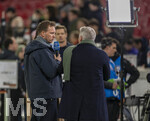 30.03.2026, Fussball Freundschafts-Länderspiele 2.Spieltag, Deutschland - Ghana, in der MHP-Arena Stuttgart (Deutschland). li: Trainer Julian Nagelsmann (Deutschland) beim ARD-Interview mit Experte Bastian Schweinsteiger (re) 
