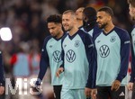 30.03.2026, Fussball Freundschafts-Länderspiele 2.Spieltag, Deutschland - Ghana, in der MHP-Arena Stuttgart (Deutschland). mitte: Antonio Rüdiger (Deutschland) lachend beim Aufwärmen. re: Josha Vagnoman (Deutschland) 
