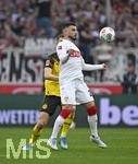 04.04.2026, Fussball 1. Bundesliga 2025/2026, 28.Spieltag, VfB Stuttgart - Borussia Dortmund, in der MHP-Arena Stuttgart, Deniz Undav (Stuttgart) setzt sich durch,
 

