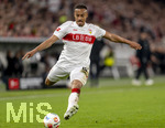 04.04.2026, Fussball 1. Bundesliga 2025/2026, 28.Spieltag, VfB Stuttgart - Borussia Dortmund, in der MHP-Arena Stuttgart, Jamie Leweling (Stuttgart) am Ball 