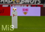 04.04.2026, Fussball 1. Bundesliga 2025/2026, 28.Spieltag, VfB Stuttgart - Borussia Dortmund, in der MHP-Arena Stuttgart,  Spielball auf der Stele.