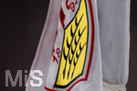 04.04.2026, Fussball 1. Bundesliga 2025/2026, 28.Spieltag, VfB Stuttgart - Borussia Dortmund, in der MHP-Arena Stuttgart, Wappen des VFB an der Eckfahne