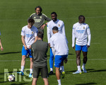 06.04.2026,  Fussball UEFA Championsleague 2025/2026: Vor dem Viertelfinale, Real Madrid - FC Bayern München, Am Vortag des Spieles Trainingsession Real Madrid in Madrid (Spanien),  mitte: Antonio Rüdiger (Real Madrid), re: Ferland Mendy (Real Madrid) 

