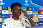 06.04.2026,  Fussball UEFA Championsleague 2025/2026: Vor dem Viertelfinale, Real Madrid - FC Bayern München, Am Vortag des Spieles Pressekonferenz Real Madrid in Madrid (Spanien), Vinicius Junior (Real Madrid) bei der PK vor den Journalisten