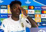 06.04.2026,  Fussball UEFA Championsleague 2025/2026: Vor dem Viertelfinale, Real Madrid - FC Bayern München, Am Vortag des Spieles Pressekonferenz Real Madrid in Madrid (Spanien), Vinicius Junior (Real Madrid) bei der PK vor den Journalisten