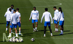 06.04.2026,  Fussball UEFA Championsleague 2025/2026: Vor dem Viertelfinale, Real Madrid - FC Bayern München, Am Vortag des Spieles Trainingsession Real Madrid in Madrid (Spanien), v.li: Antonio Rüdiger (Real Madrid), David Alaba (Real Madrid), Kylian Mbappe (Real Madrid), Eduardo Camavinga (Real Madrid) 
