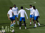 06.04.2026,  Fussball UEFA Championsleague 2025/2026: Vor dem Viertelfinale, Real Madrid - FC Bayern München, Am Vortag des Spieles Trainingsession Real Madrid in Madrid (Spanien), v.li: David Alaba (Real Madrid), Kylian Mbappe (Real Madrid), Eduardo Camavinga (Real Madrid) 
