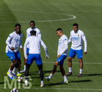 06.04.2026,  Fussball UEFA Championsleague 2025/2026: Vor dem Viertelfinale, Real Madrid - FC Bayern München, Am Vortag des Spieles Trainingsession Real Madrid in Madrid (Spanien), von links:  Eduardo Camavinga (Real Madrid), David Alaba (Real Madrid), Eduardo Camavinga (Real Madrid), Kylian Mbappe (Real Madrid) 
