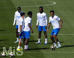 06.04.2026,  Fussball UEFA Championsleague 2025/2026: Vor dem Viertelfinale, Real Madrid - FC Bayern München, Am Vortag des Spieles Trainingsession Real Madrid in Madrid (Spanien), Ferland Mendy (Real Madrid), Vinicius Junior (Real Madrid), Eduardo Camavinga (Real Madrid), Eder Militao (Real Madrid) 
