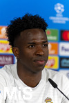 06.04.2026,  Fussball UEFA Championsleague 2025/2026: Vor dem Viertelfinale, Real Madrid - FC Bayern München, Am Vortag des Spieles die Pressekonferenz von Real Madrid in Madrid (Spanien),  Vinicius Junior (Real Madrid) 
  
