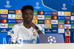 06.04.2026,  Fussball UEFA Championsleague 2025/2026: Vor dem Viertelfinale, Real Madrid - FC Bayern München, Am Vortag des Spieles die Pressekonferenz von Real Madrid in Madrid (Spanien),  Vinicius Junior (Real Madrid) 
  
