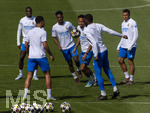 06.04.2026,  Fussball UEFA Championsleague 2025/2026: Vor dem Viertelfinale, Real Madrid - FC Bayern München, Am Vortag des Spieles Trainingsession Real Madrid in Madrid (Spanien), von links:  Ferland Mendy (Real Madrid), Vinicius Junior (Real Madrid), Eder Militao (Real Madrid), Antonio Rüdiger (Real Madrid), Kylian Mbappe (Real Madrid) 
 