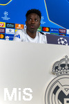 06.04.2026,  Fussball UEFA Championsleague 2025/2026: Vor dem Viertelfinale, Real Madrid - FC Bayern München, Am Vortag des Spieles die Pressekonferenz von Real Madrid in Madrid (Spanien),  Vinicius Junior (Real Madrid) 
  
