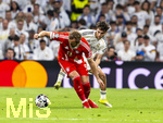 07.04.2026, Fussball UEFA Championsleague 2025/2026: Viertelfinale, Real Madrid - FC Bayern München, im Estadio Bernabeu in Madrid (Spanien),  v.re. Thiago Pitarch (Real Madrid) gegen Harry Kane (FC Bayern München) 
  
