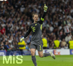 07.04.2026, Fussball UEFA Championsleague 2025/2026: Viertelfinale, Real Madrid - FC Bayern München, im Estadio Bernabeu in Madrid (Spanien),  Torwart Manuel Neuer (FC Bayern München) Torjubel 
  
