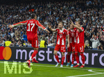 07.04.2026, Fussball UEFA Championsleague 2025/2026: Viertelfinale, Real Madrid - FC Bayern München, im Estadio Bernabeu in Madrid (Spanien),  Torjubel zum 2:0 Harry Kane (re, FC Bayern München), Luis Diaz (FC Bayern München), Konrad Laimer (FC Bayern München), Michael Olise (FC Bayern München), 