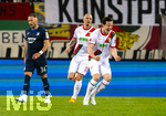 10.04.2026, Fussball 1. Bundesliga 2025/2026, 29.Spieltag, FC Augsburg - TSG 1899 Hoffenheim, in der WWK-Arena Augsburg. Michael Gregoritsch (re, Augsburg) Torjubel. li: Vladimir Coufal (Hoffenheim) frustriert.