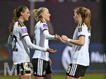 14.04.2026,  WM-Qualifikation Europa, Frauen 2026, 3.Spieltag, Deutschland - Österreich, im Max-Morlock-Stadion Nürnberg, v.l. Jule Brand (Deutschland), Lea Schüller (Deutschland) und Sjoeke Nüsken (Deutschland) jubeln