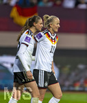 14.04.2026,  WM-Qualifikation Europa, Frauen 2026, 3.Spieltag, Deutschland - Österreich, im Max-Morlock-Stadion Nürnberg, Torjubel Jule Brand (Deutschland) und Lea Schüller (re, Deutschland) 