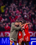 15.04.2026,  Fussball UEFA Championsleague 2025/2026: Viertelfinale Rückspiel,  FC Bayern München - Real Madrid, in der Allianz-Arena München, Torjubel v.li: Josip Stanisic (Bayern München), Luis Diaz (FC Bayern München), Jonathan Tah (FC Bayern München), Dayot Upamecano (FC Bayern München), 