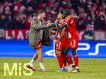 15.04.2026,  Fussball UEFA Championsleague 2025/2026: Viertelfinale Rückspiel,  FC Bayern München - Real Madrid, in der Allianz-Arena München, Torjubel v.li: Josip Stanisic (Bayern München), Luis Diaz (FC Bayern München), Dayot Upamecano (FC Bayern München), 