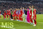 15.04.2026,  Fussball UEFA Championsleague 2025/2026: Viertelfinale Rückspiel,  FC Bayern München - Real Madrid, in der Allianz-Arena München, Schlussjubel der Bayern, v.li:  Dayot Upamecano (FC Bayern München), Aleksandar Pavlovic (FC Bayern München), Josip Stanisic (Bayern München), Torwart Sven Ulreich (FC Bayern München), Nicolas Jackson (FC Bayern München), Joshua Kimmich (FC Bayern München), Jonathan Tah (FC Bayern München), Hiroki Ito (FC Bayern München), Raphael Guerreiro (FC Bayern München), Min-jae Kim (Bayern München, Minjae Kim), Konrad Laimer (FC Bayern München), Torwart Jonas Urbig (FC Bayern München), Tom Bischof (Bayern München), Lennart Karl (FC Bayern München), Torwart Leonard Prescott (FC Bayern München), Leon Goretzka (FC Bayern München), Torwart Manuel Neuer (FC Bayern München), Luis Diaz (FC Bayern München), Harry Kane (FC Bayern München),  