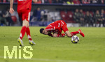 15.04.2026,  Fussball UEFA Championsleague 2025/2026: Viertelfinale Rückspiel,  FC Bayern München - Real Madrid, in der Allianz-Arena München, Jamal Musiala (Bayern München) mit Schmerzen am Boden.