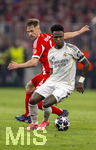 15.04.2026,  Fussball UEFA Championsleague 2025/2026: Viertelfinale Rückspiel,  FC Bayern München - Real Madrid, in der Allianz-Arena München, v.li: Joshua Kimmich (FC Bayern München), gegen Vinicius Junior (Real Madrid) 